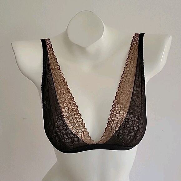 Cosabella Cleope Soft Mesh Bralette Small Petite NEW Bronze Black Designer - Picture 1 of 9